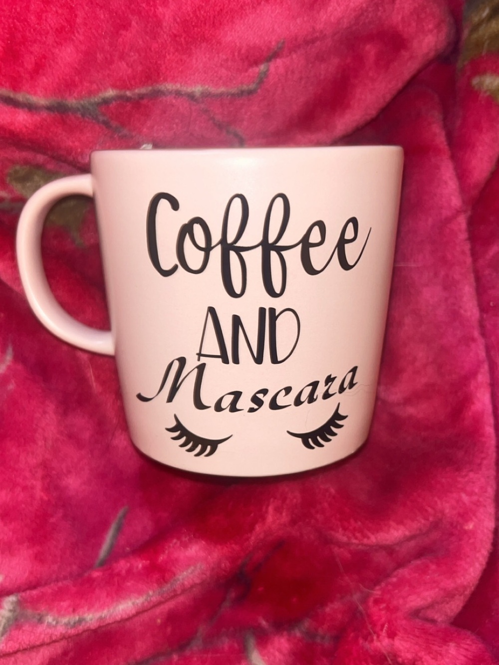 Coffee and Mascara Pink Ceramic Mug - ikea brand